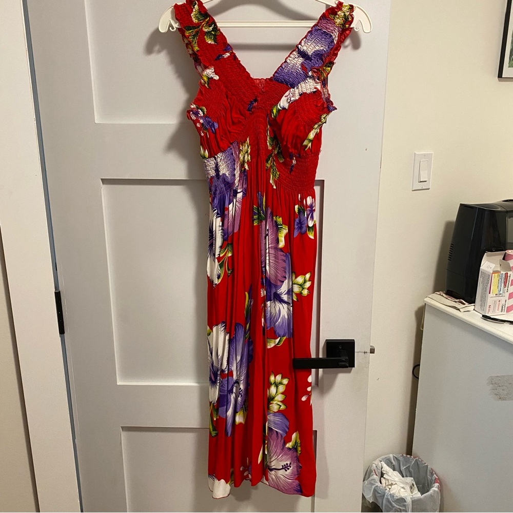 Authentic Hawaiian Floral Midi Dress